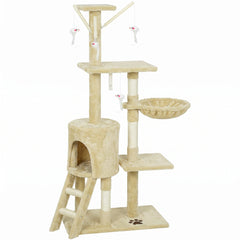 53" Cat Tree Tower, Kitten Activity Centre with Scratching Posts, Condo