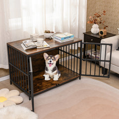 40 Inch Dog Crate Furniture Dog Kennel with Dual Lockable Double Doors - view 2
