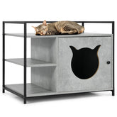 Enclosure Hidden Litter Furniture Cabinet with 2-Tier Storage Shelf Cat House