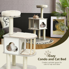 46 Inch Wooden Cat Activity Tree with Platform and Cushionsfor for Cats - view 3