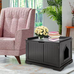 Cat Litter Box Enclosure with Double Doors for Large Cat and Kitty Cat House - view 2