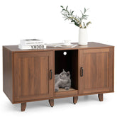 Patented 2-Door Cat Litter Box Enclosure with Winding Entry and Scratching