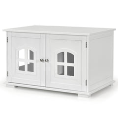 Large Wooden Cat Litter Box Enclosure Hidden Cat Washroom with Divider Cat House - view 4