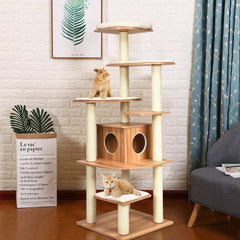 7-Layer Wooden Cat Tree Tall Cat Tower with Sisal Posts and Condo - view 2