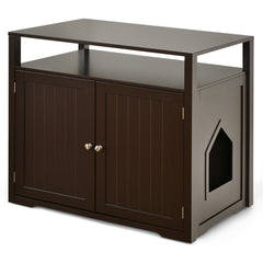 Wooden Cat Litter Box Enclosure Hidden Cat Washroom with Storage Layer Cat House - view 4