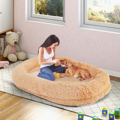 Washable Fluffy Human Dog Bed with Soft Blanket and Plump Pillow - view 2
