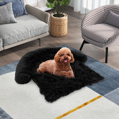 Plush Calming Dog Couch Bed with Anti-Slip Bottom - view 3