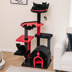 Gothic Cat Tree 53 Inch Tall Cat Tower with Cat Bed and Arch-Shaped Condo - view 3
