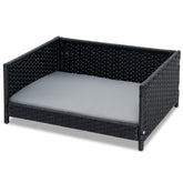 Rattan Dog Bed with Waterproof Soft Cushion for Medium Small Dogs Cats