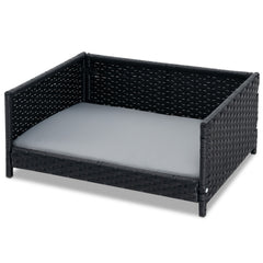 Rattan Dog Bed with Waterproof Soft Cushion for Medium Small Dogs Cats