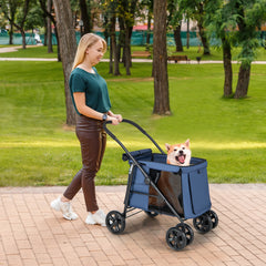 Folding Pet Stroller for Small and Medium Pets with Breathable Mesh andx - view 2