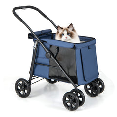 Folding Pet Stroller for Small and Medium Pets with Breathable Mesh andx