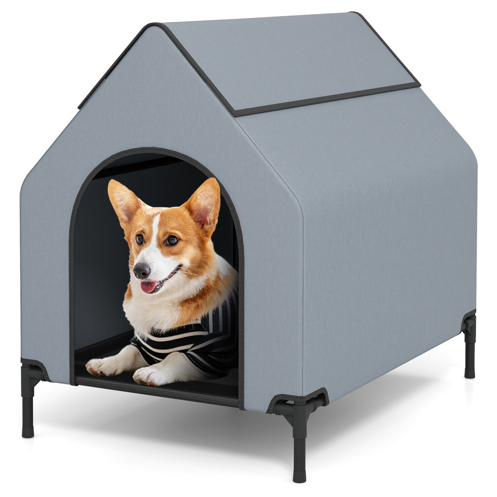 Large/Middle/Small Outdoor Elevated Pet House with Ventilated Windows Pet