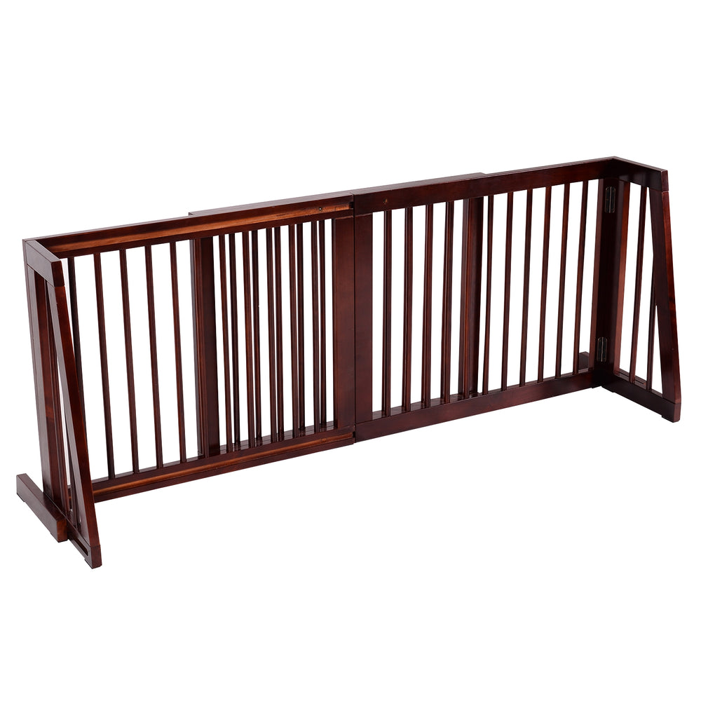 Folding Adjustable Free Standing 3 Panel Wood Fence Pet Gate