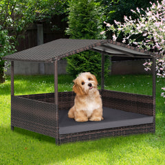 Wicker Dog House with Weatherproof Roof for Outdoor Dog Kennel - view 2