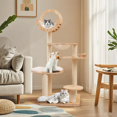 4-in-1 Large Wooden Cat Tower with Space Capsule Nest for Indoor Cats Cat Tree - view 2