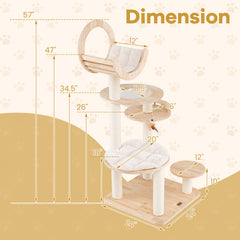 4-in-1 Large Wooden Cat Tower with Space Capsule Nest for Indoor Cats Cat Tree - view 4