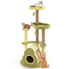 Freestanding Multi-level Avocado Cat Tower with Private Condo Cat Tree