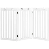 36 Inch Folding Wooden Freestanding Pet Gate Dog Gate with 360 deg Flexible