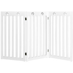 36 Inch Folding Wooden Freestanding Pet Gate Dog Gate with 360 deg Flexible