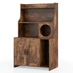 Modern Wooden Industrial Cat Litter Box Enclosure with Storage Shelves Cat House - view 4