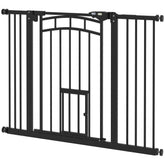 Auto-Close Pet Gate, Stair Gate with Cat Door, Double Locking for Doorways