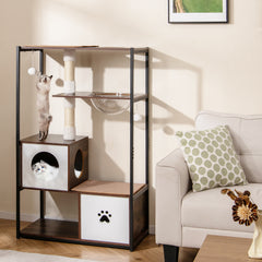 52 Inch Tall Wooden Cat Tree Metal Frame with 2 Condos and Cushions - view 2