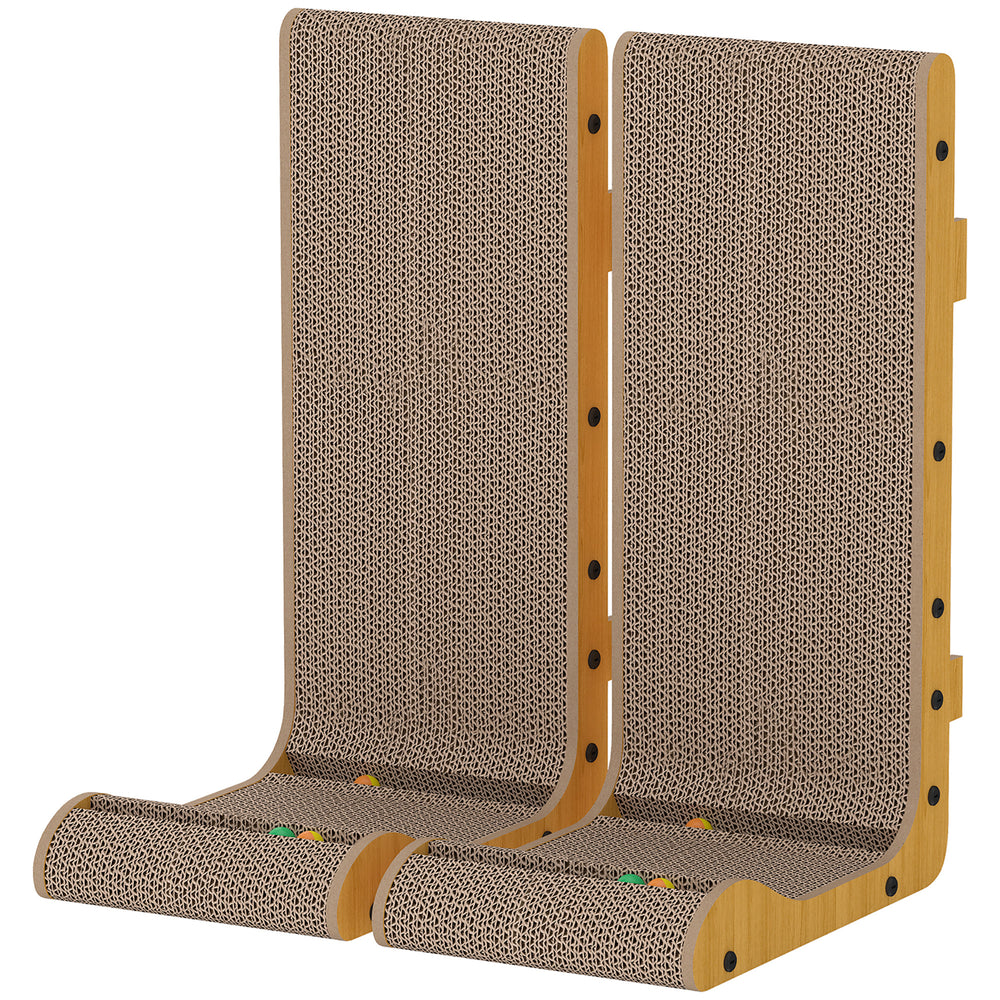 2PCS Cat Scratching Board L Shape Cat Scratcher Cat Scratching Pad with 3 Toy