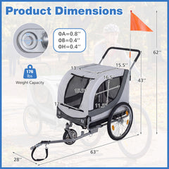 2-in-1 Dog Bike Trailer with Universal Bicycle Coupler Pet Wagon - view 4