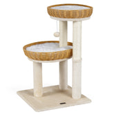 30-Inch Cat Tower with 2 Rattan Cat Baskets for Indoor Kittens Cat Tree