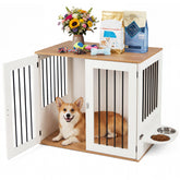 31.5" Dog Crate Furniture Wooden Dog Kennel with Double Lock Doors