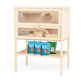 31.5 Inches Freestanding Hamster Cage Wooden Hamster Habitat Playpen