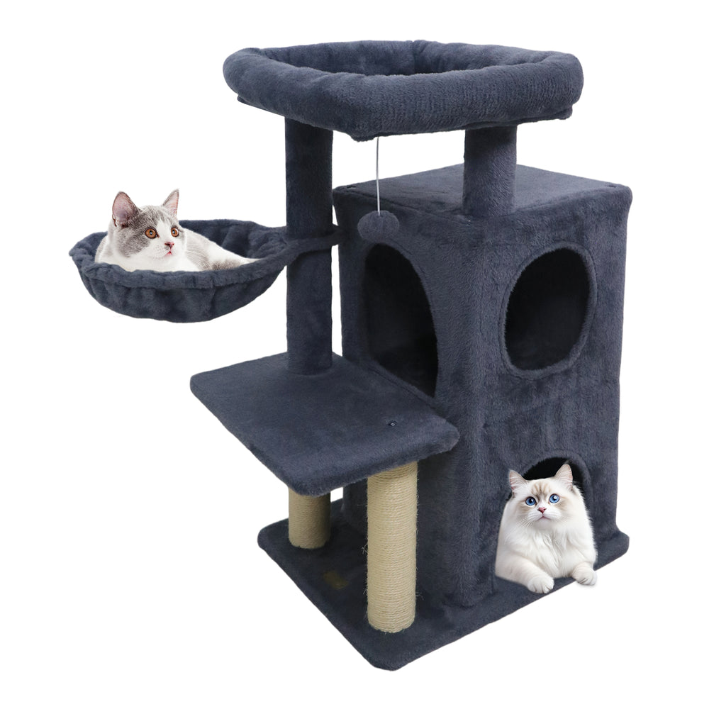 33.5 Inch Cute Kitten Tower with 2-Tier Condo and Padded Top Perch Cat Tree