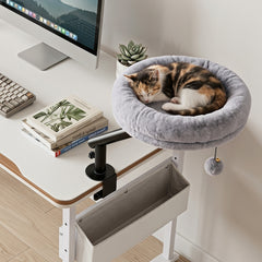 360 deg Rotating Cat Desk Bed for Indoor Cats with Removable Perch Cat Furniture - view 3