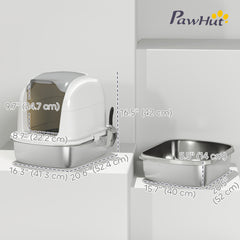 Large Stainless Steel Cat Litter Box with Lid, Enclosed Cat Litter Box - view 2
