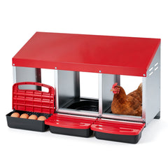 3-Compartment Roll Away Metal Chicken Nesting Box for Hens Chicken Coop - view 2