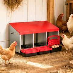 3-Compartment Roll Away Chicken Nesting Box for Egg Collection with Removable - view 3