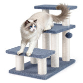 3-Tier Cat Stairs 20 Inch with Scratching Posts and Hanging Toy Ball Cat Tree