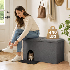 3-in-1 Cat Litter Box Enclosure with Removable & Movable Divider for Pets Cat - view 3