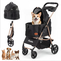 3-in-1 Pet Stroller for Small Medium Dogs Foldable with Detachable Carrier - view 4