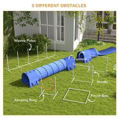 7 Pcs Dog Agility Kit w/ Tunnels, Weave Poles, Adjustable Hurdles, Jump Ring - view 4