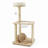 40" Solid Wood Cat Tree with Space Capsule & Sisal Posts and Scratching Board
