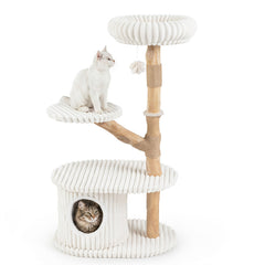 41 Inch Tall Modern Cat Tower with Real Wood Branches Scratching Posts - view 4