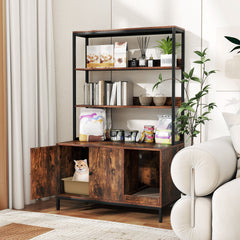 57 Inches Cat Litter Box Enclosure with Storage and Removable Scratcher Cat - view 3