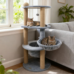 47 Inches Tall Cat Tower with Cat Nest and Scratching Posts Cat Tree - view 3