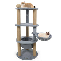 47 Inches Tall Cat Tower with Cat Nest and Scratching Posts Cat Tree