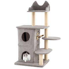 48.5 inch Cat Tree with 2-story Condo and 3 Hideaway Caves for Large Cats
