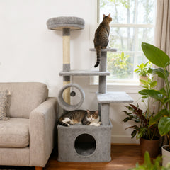48 Inches Tall Cat Tree Multi-Level Kitten Tower with Large Condo Padded Top - view 3