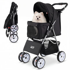 4 Wheel Pet Stroller for Small Dogs Cats up to 33 LBS