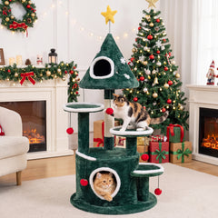 50" Christmas Cat Tree with 2 Condos and Sisal Scratching Post - view 3